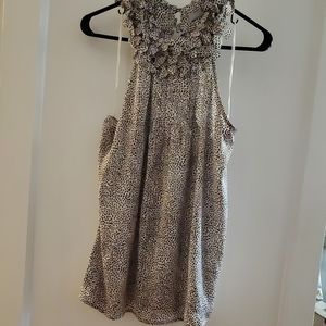 Leopard print silky sleeveless blouse